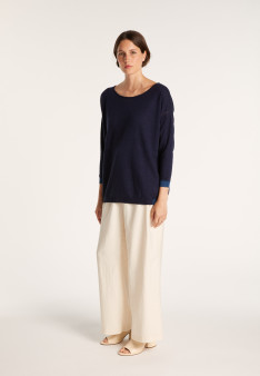 Pull col large en cachemire et lin - Jacotte