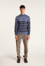 Pull rayé col montant en laine - Lazar