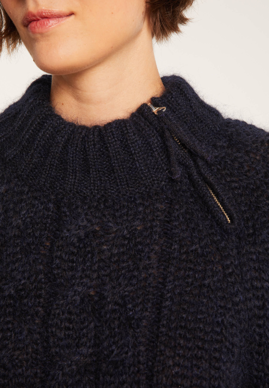 Pull col montant zippé en mohair - Gilda Pull col montant zippé en mohair - Gilda