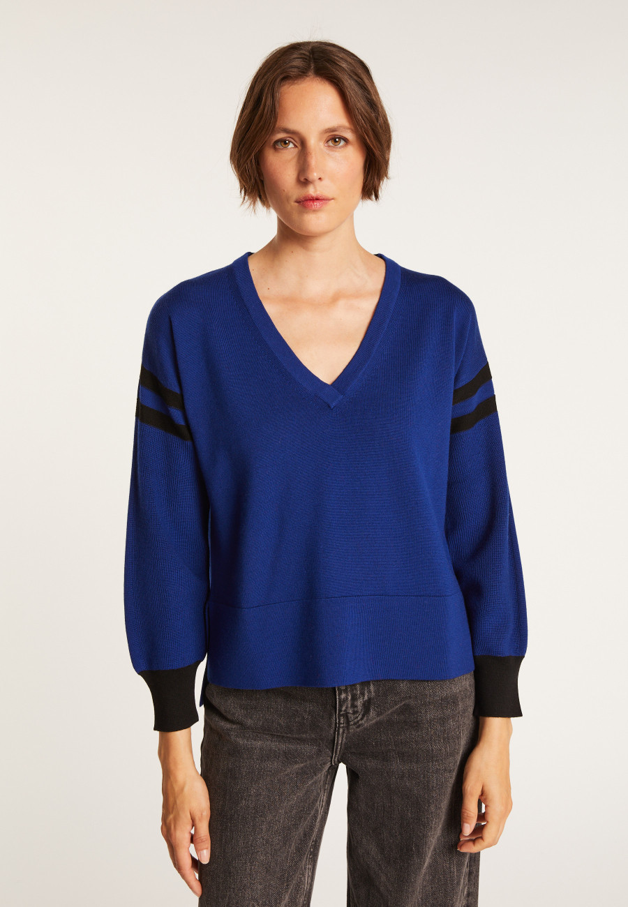Pull bicolore à fentes en laine - Glee