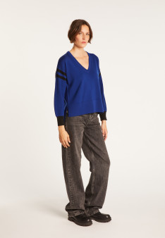 Pull bicolore à fentes en laine - Glee