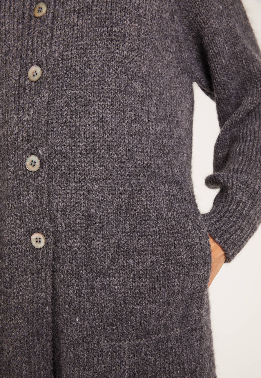 Long gilet 2 poches en mohair - Gaya