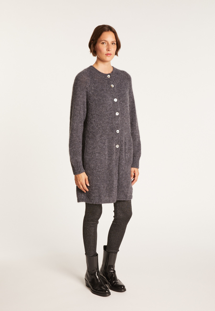 Long gilet 2 poches en mohair - Gaya