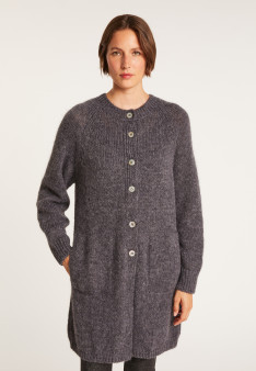 Long gilet 2 poches en mohair - Gaya