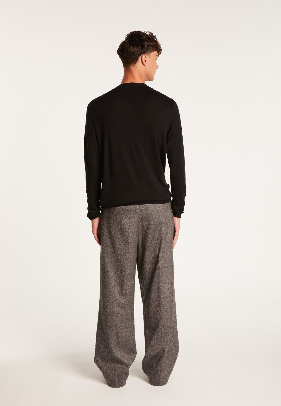 Pullover mit V-Ausschnitt und Logo aus Merinowolle - Elmo