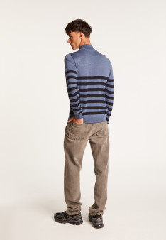 Pull rayé col montant en laine - Lazar