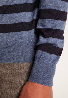 Pull rayé col montant en laine - Lazar
