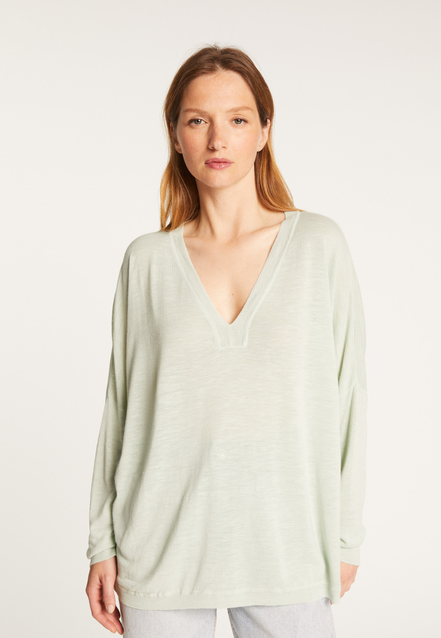 T-Shirt aus Flammgarn-Leinen mit Knopfleiste hinten - Tally