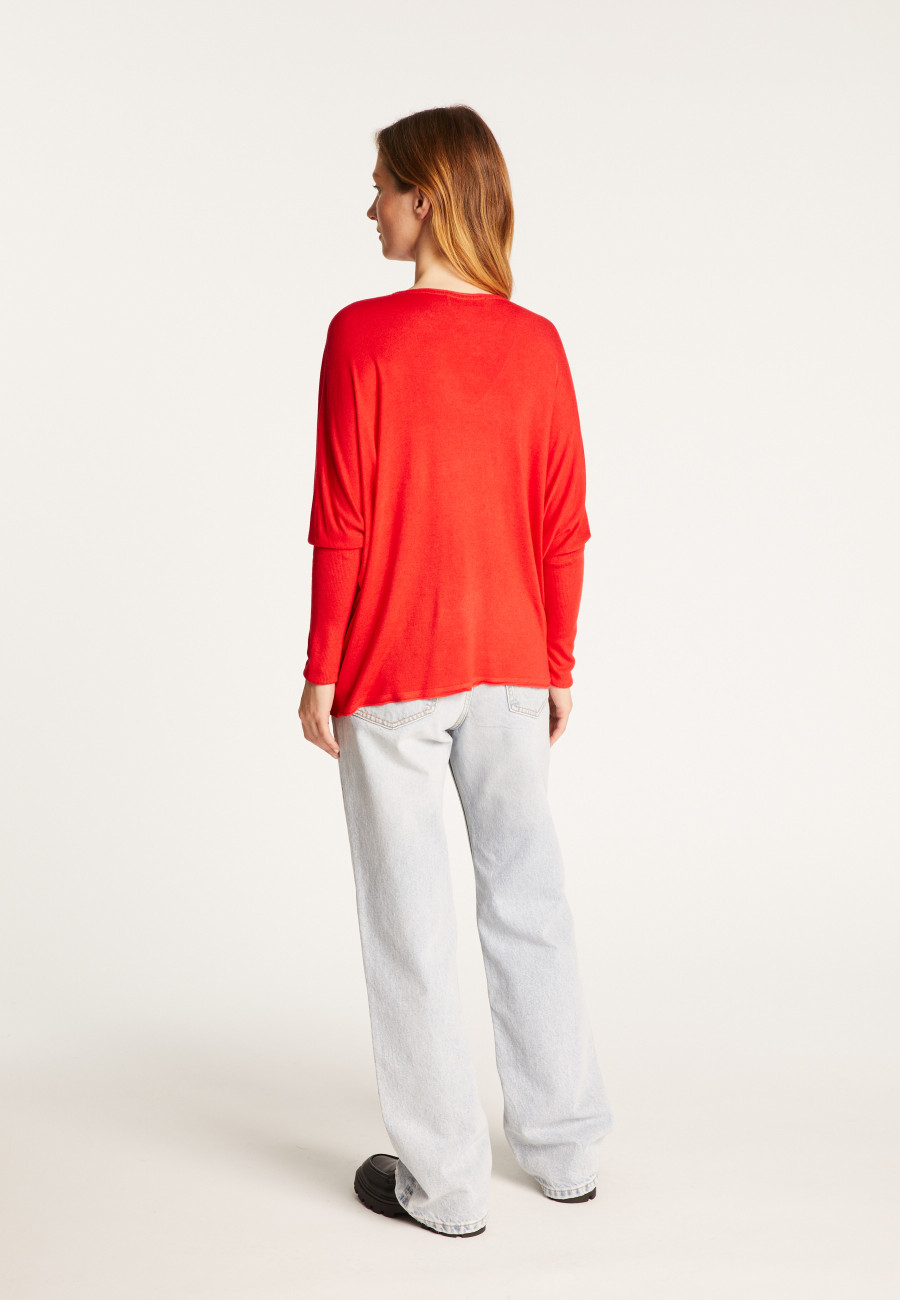 Oversized T-shirt met V-hals van kasjmier bamboevezel - Rica