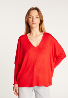 Oversized T-shirt met V-hals van kasjmier bamboevezel - Rica