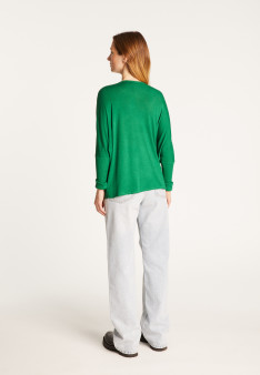 Oversized T-shirt met V-hals van kasjmier bamboevezel - Rica