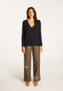 Oversized T-shirt met V-hals van kasjmier bamboevezel - Rica