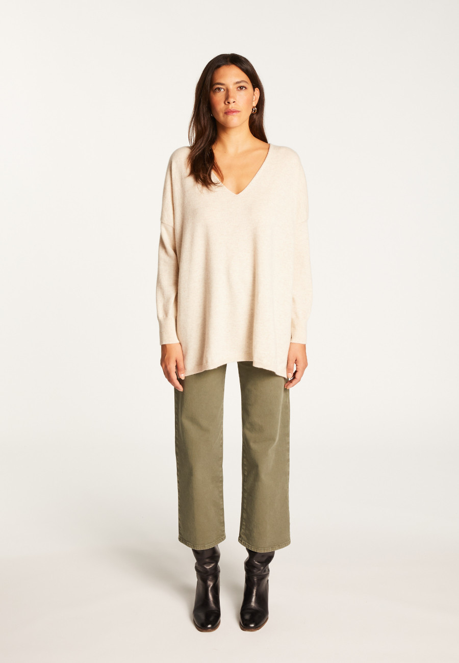 Oversized kasjmier trui met V-hals - Apolline