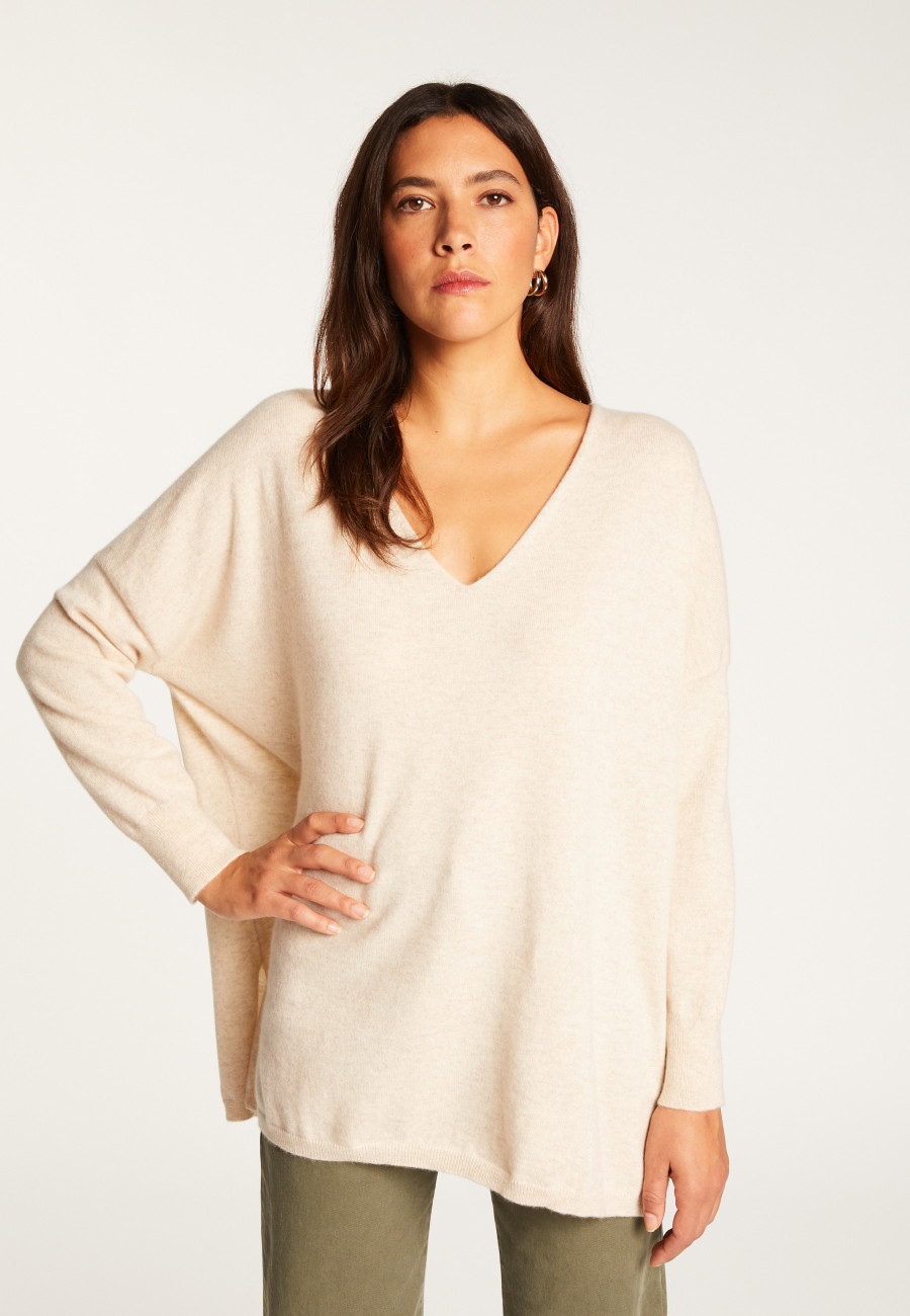 Oversized kasjmier trui met V-hals - Apolline