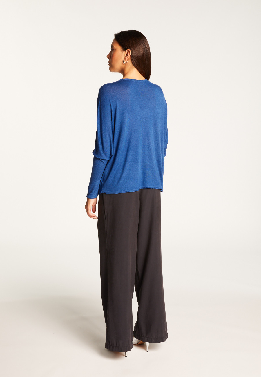 Oversized T-shirt met V-hals van kasjmier bamboevezel - Rica