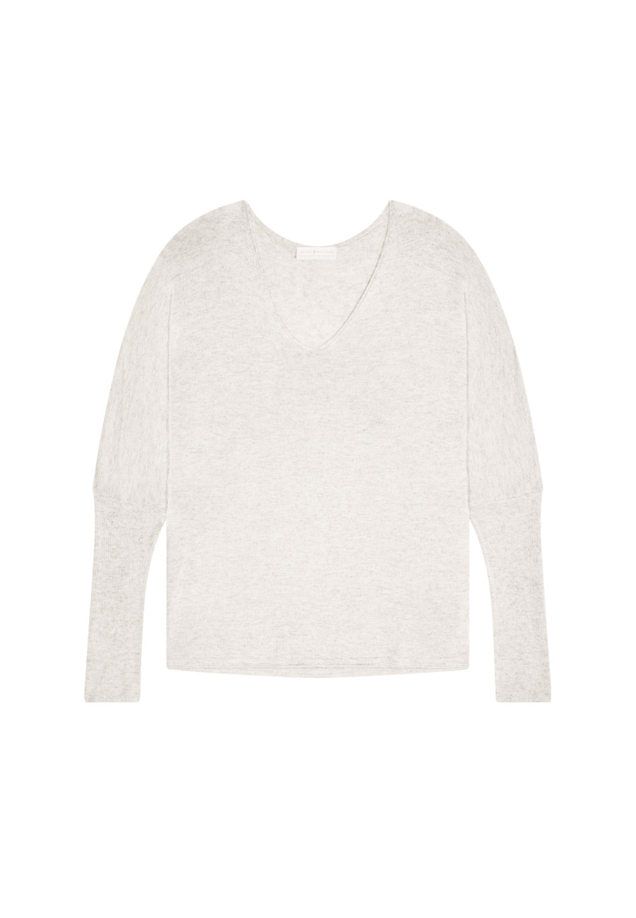 Oversized T-shirt met V-hals van kasjmier bamboevezel - Rica