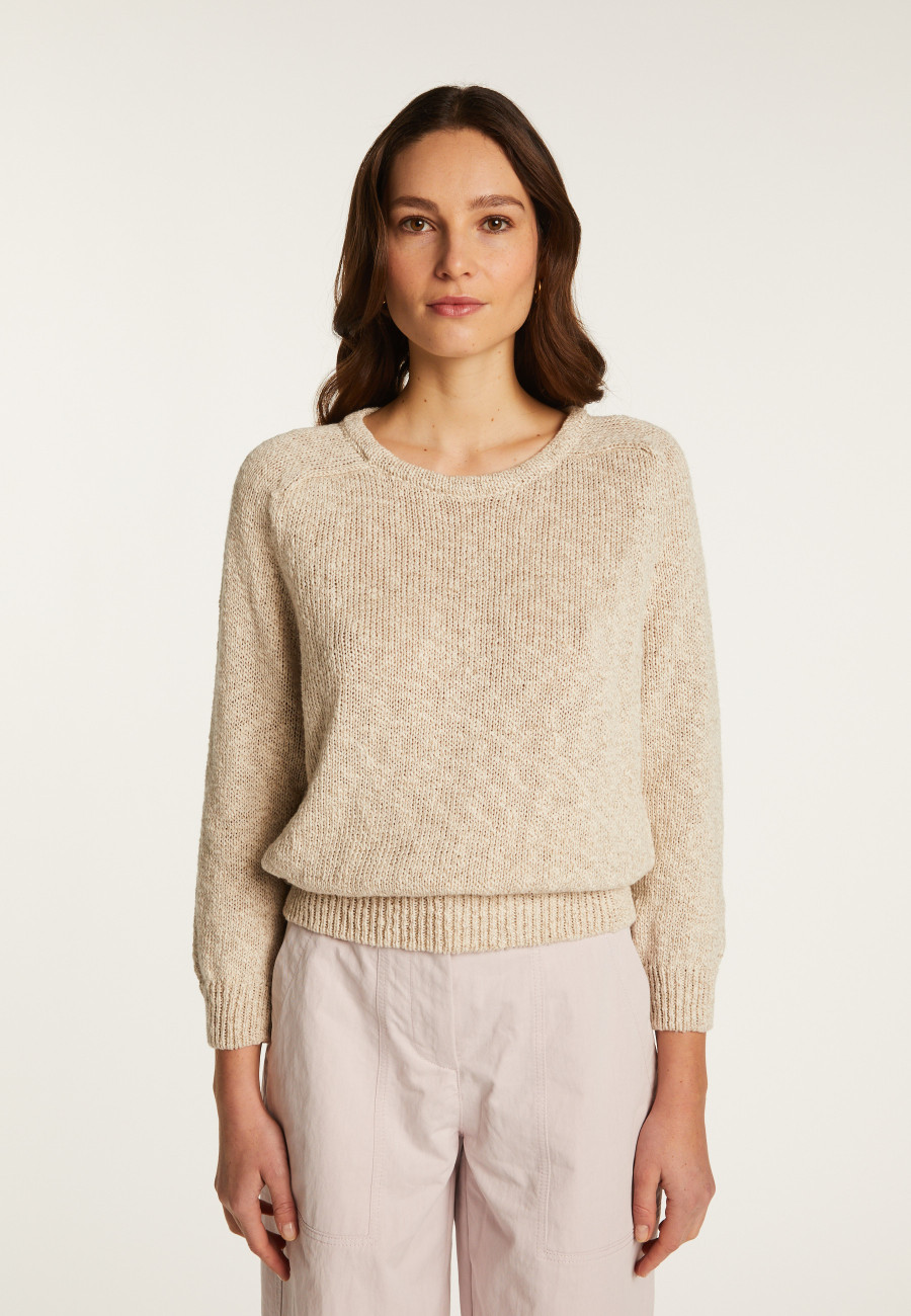 Pull col rond en coton et lin - Nicky