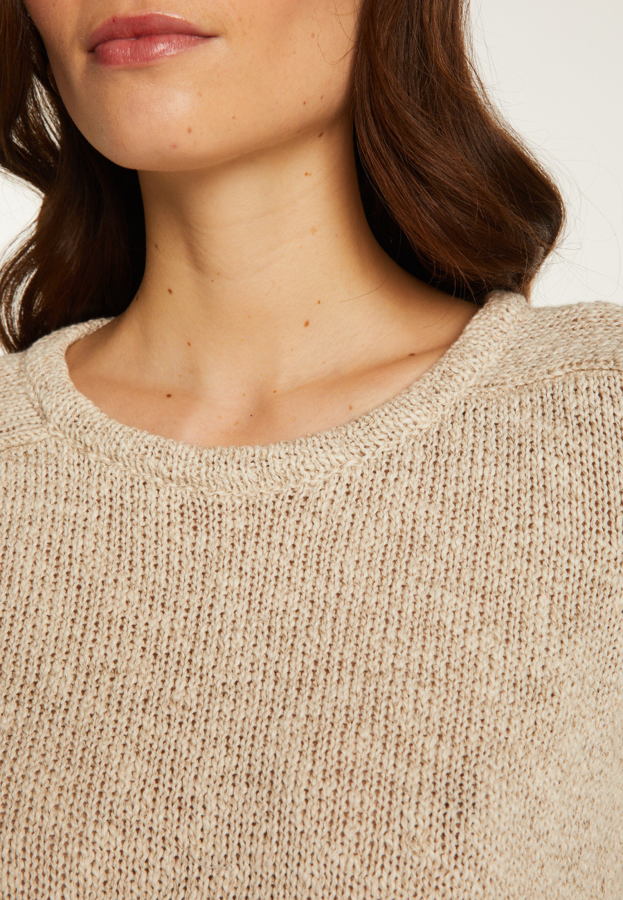 Pull col rond en coton et lin - Nicky