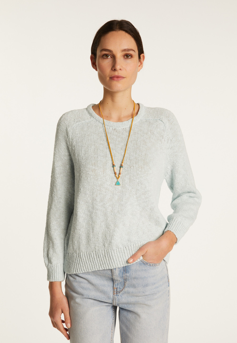 Pull col rond en coton et lin - Nicky