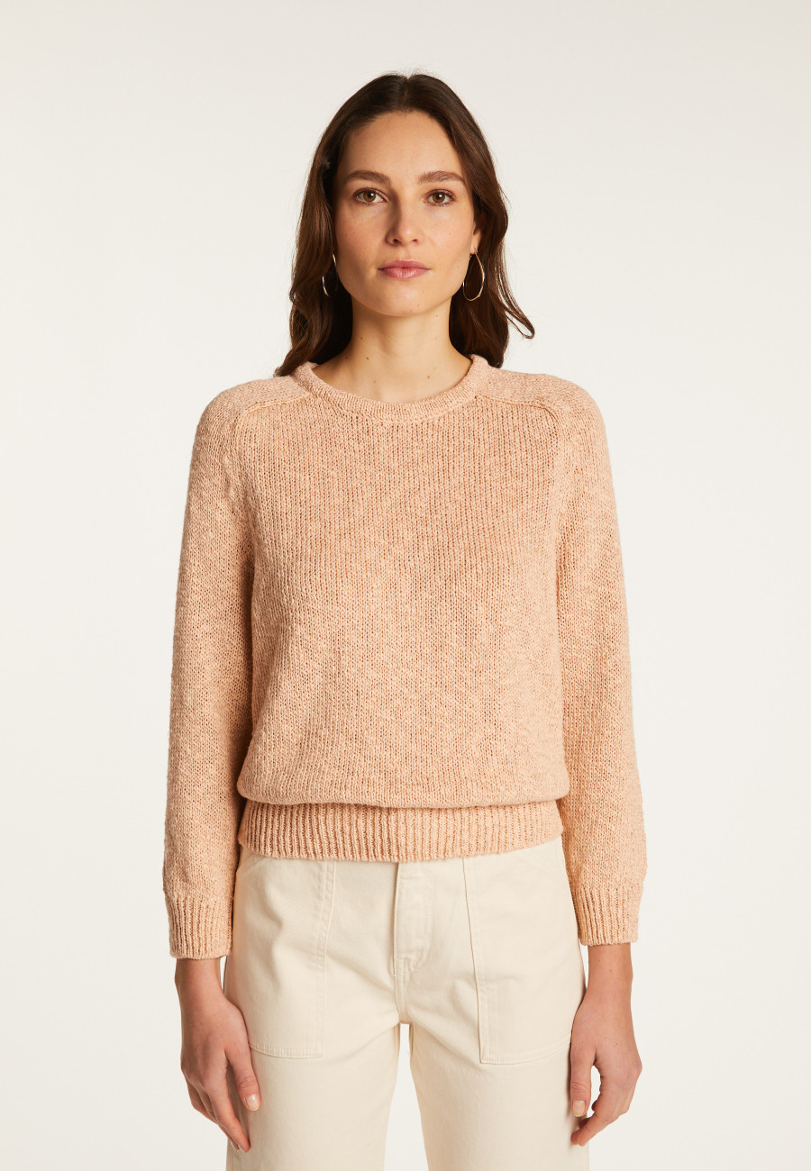 Pull col rond en coton et lin - Nicky