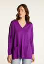 Weit geschnittener Pullover mit V-Ausschnitt und Taschen aus Merinowolle - Albertine