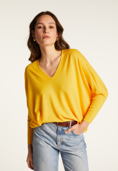 Pullover mit Fledermausärmeln aus Merinowolle - Boxe