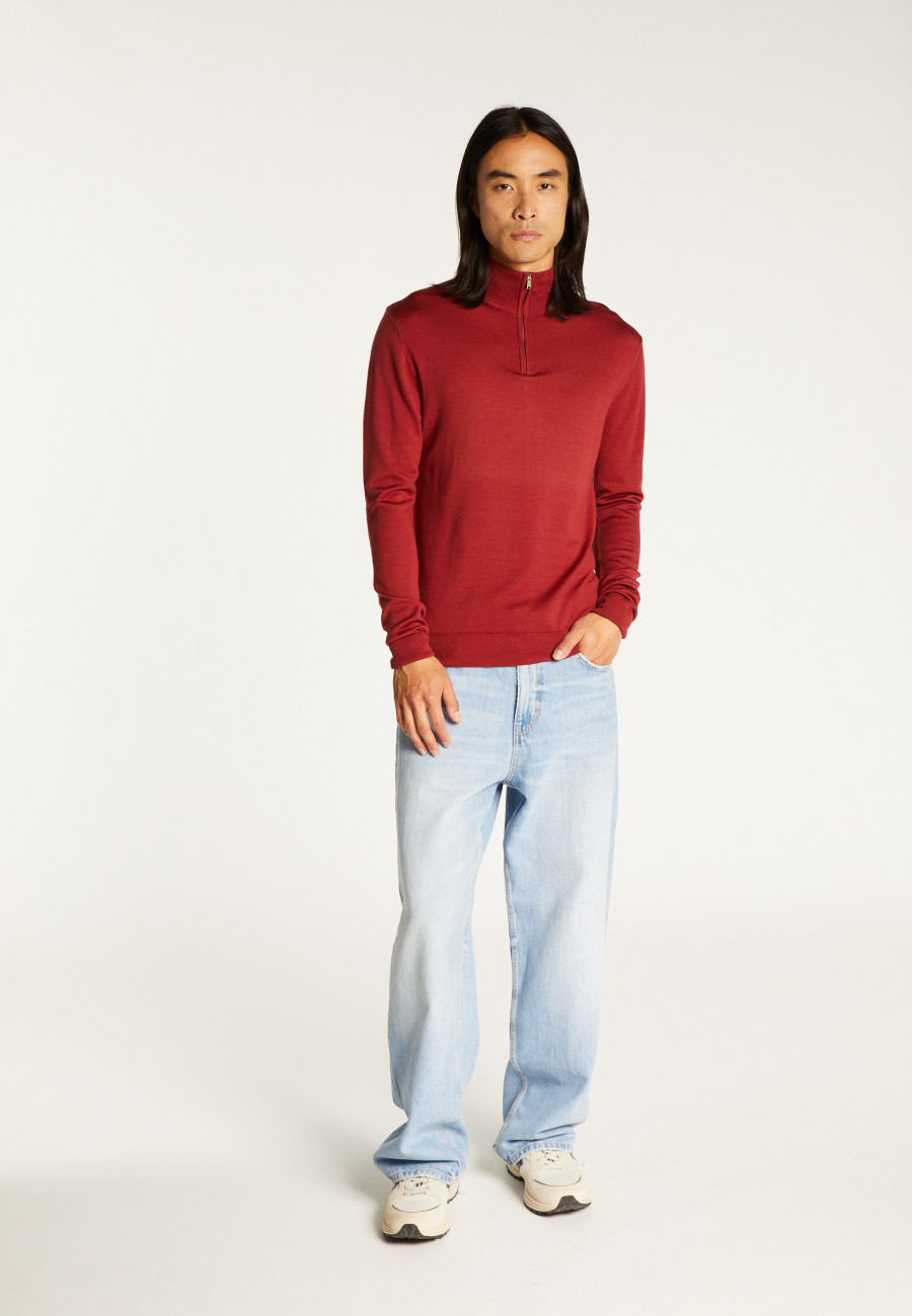 Pullover mit Trucker-Ausschnitt und Logo aus Merinowolle - Ryan