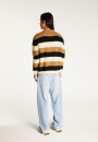 Rundhals-Pullover aus Mohair mit dreifarbigen Streifen - Fox