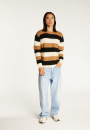 Rundhals-Pullover aus Mohair mit dreifarbigen Streifen - Fox