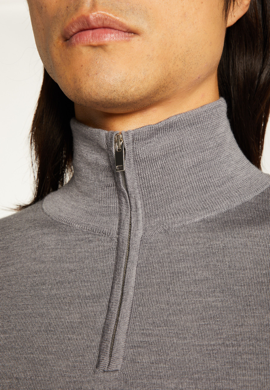 Pullover mit Trucker-Ausschnitt und Logo aus Merinowolle - Ryan