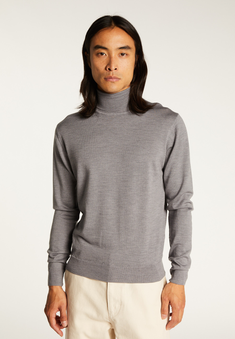 Rollkragenpullover mit Logo aus Merinowolle - Enzo