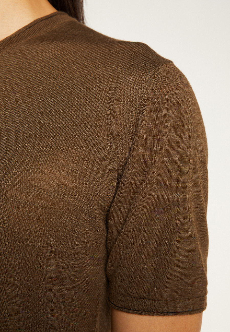 T-Shirt aus Slub-Leinen mit V-Ausschnitt - Reuben