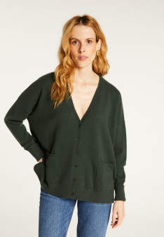 Cardigan col V boutonné à poches en cachemire - Achilla