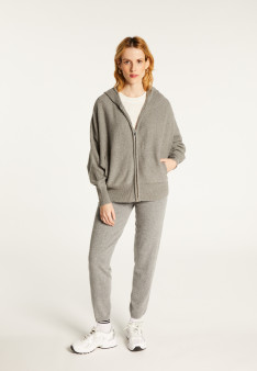 Hoodie mit Reißverschluss und Fledermausärmeln aus recyceltem Kaschmir und Wolle - Albin