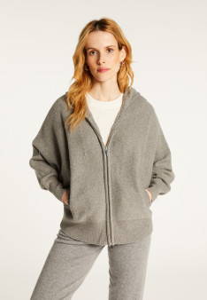 Hoodie mit Reißverschluss und Fledermausärmeln aus recyceltem Kaschmir und Wolle - Albin