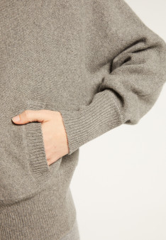 Hoodie mit Reißverschluss und Fledermausärmeln aus recyceltem Kaschmir und Wolle - Albin