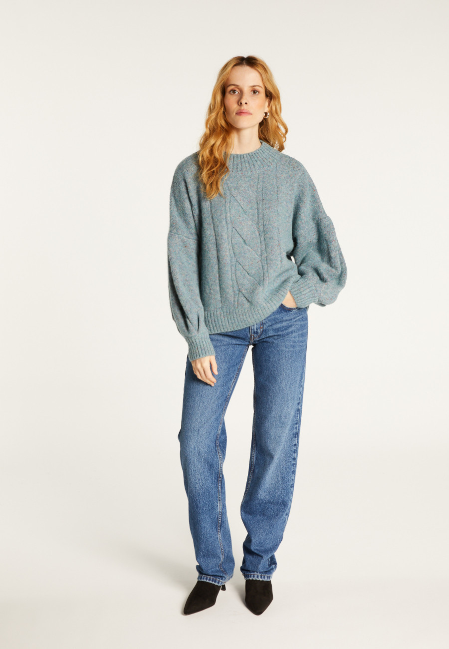 Gesprenkelter Pullover aus Wollmischung mit Rundhalsausschnitt - Laetitia