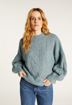Gesprenkelter Pullover aus Wollmischung mit Rundhalsausschnitt - Laetitia