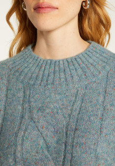 Gesprenkelter Pullover aus Wollmischung mit Rundhalsausschnitt - Laetitia