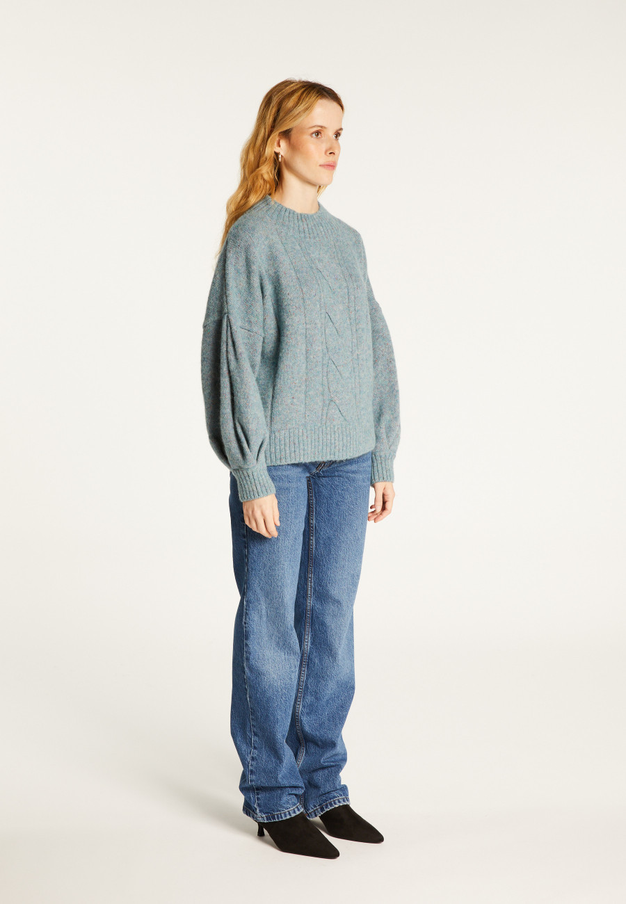Gesprenkelter Pullover aus Wollmischung mit Rundhalsausschnitt - Laetitia