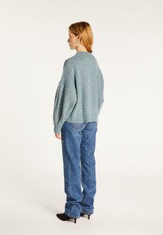 Gesprenkelter Pullover aus Wollmischung mit Rundhalsausschnitt - Laetitia