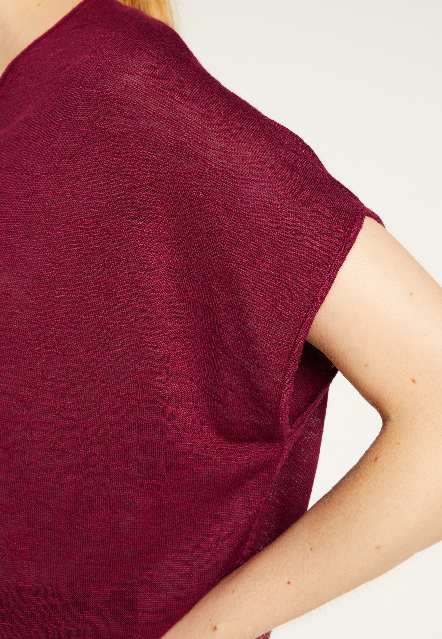 T-Shirt mit V-Ausschnitt aus geflammtem Leinen  Larra