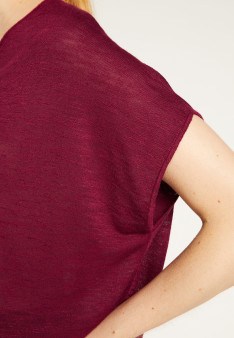 T-Shirt aus geflammtem Leinen mit V-Ausschnitt – Larra